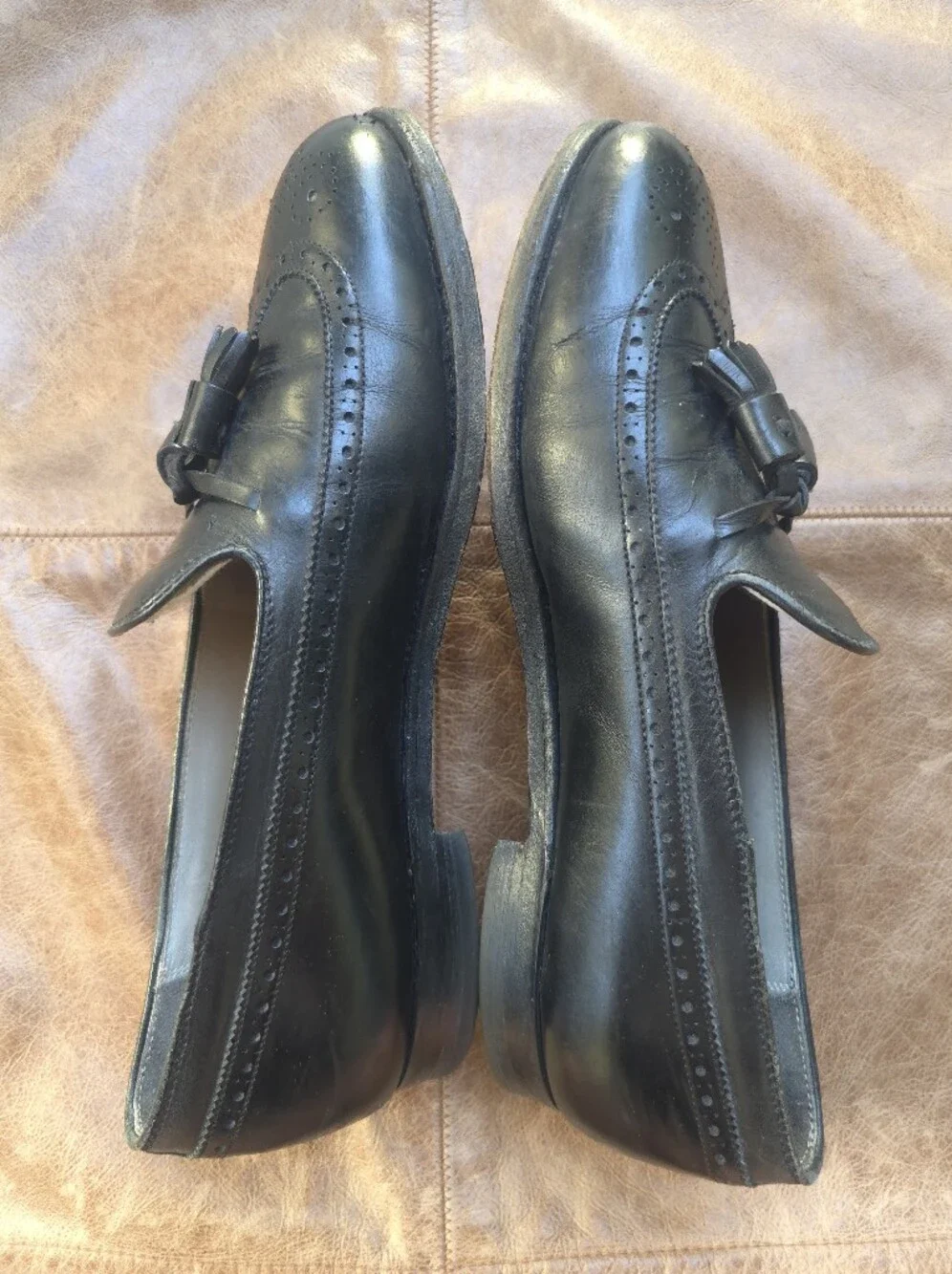 Alden 551 Black Calfskin Tassel Loafers Shoes Mens 10 B/D Made USA Almond Toe
